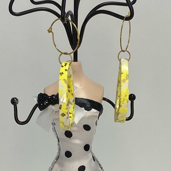 Unique Handmade Polymer Clay Dangle Hoop Earrings - Picture 5 of 13